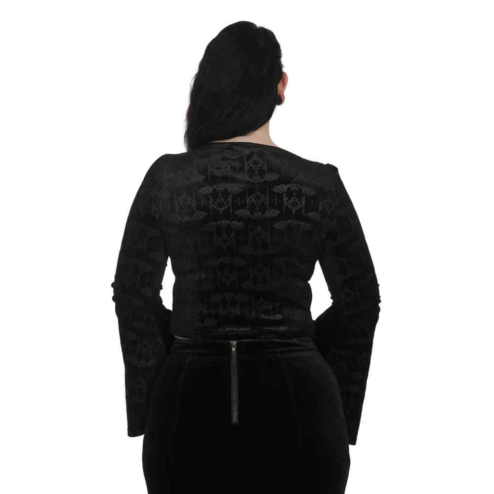 Banned - Voodoo Lady Gothic Bat Lange ärmel top - Schwarz